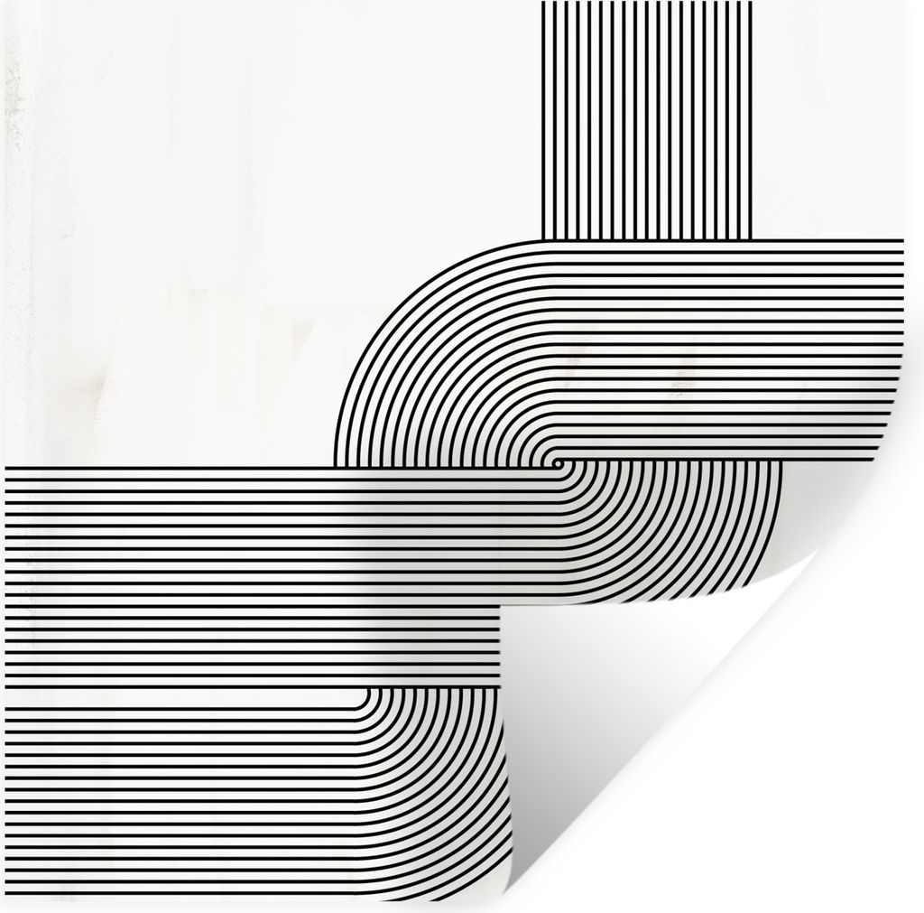 MuchoWow Wandtattoo Wandsticker Wandaufkleber Kunst - Abstrakt - Schwarz - Weiß 30x30 cm Selbstklebend und Repositionierbar - Repositionierbar -...