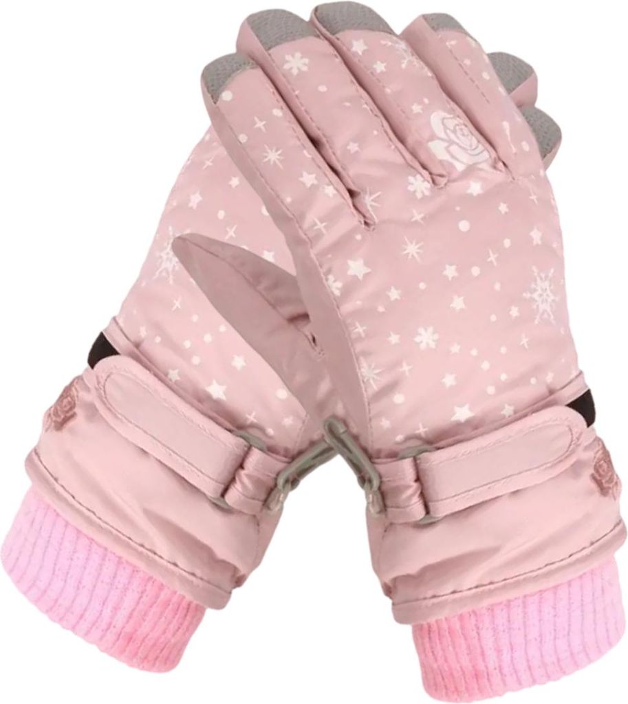 Fahrradhandschuhe Kleinkind Mädchen Jungen Schneehandschuhe Kinder Ski Winterhandschuhe Rose Stickerei Winddicht Kinder Warme Handschuhe Skihandsc...