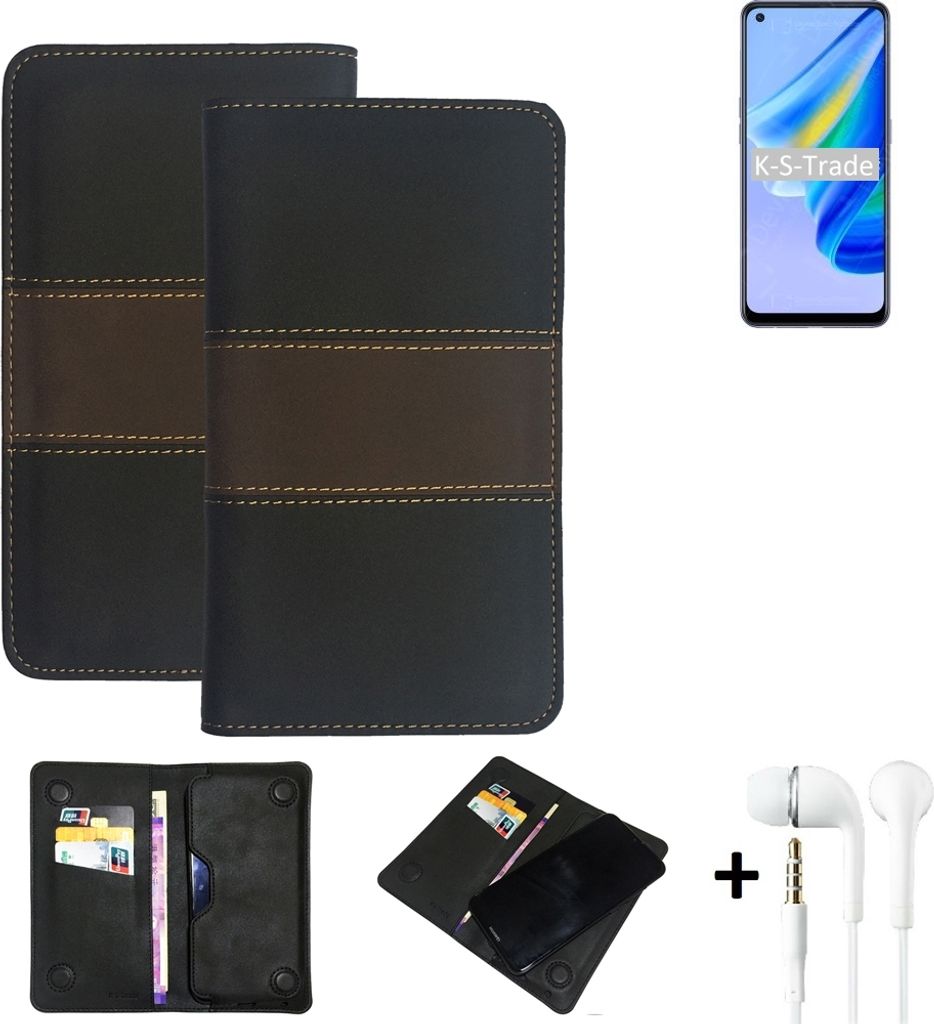 K-S-Trade Handyhülle + Kopfhörer kompatibel mit Oppo Reno6 Lite Schutzhülle Walletcase Bookstyle Tasche Schutz Case Hülle Wallet Cover Kunstleder