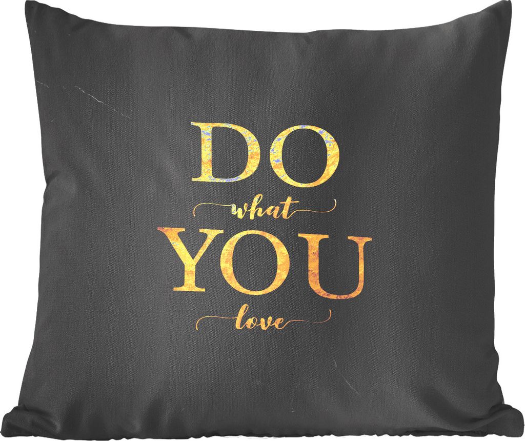 MuchoWow Zierkissen Sofakissen Wohnzimmer Dekokissen 60x60 cm Zitate - Motivation - Gold - Marmor - Sitzfläche - Foto Polster