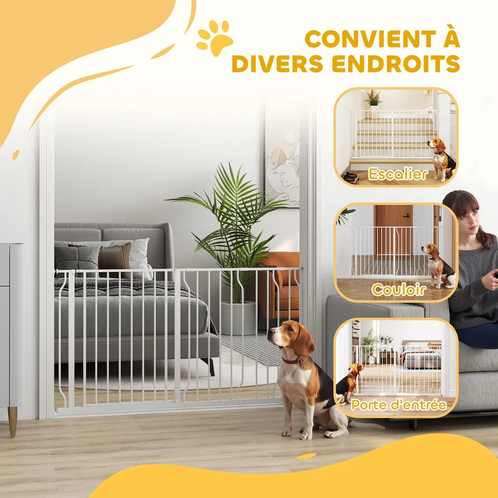 Barrière de Sécurité Extensible 75-145 cm en Acier avec Fixation Pression - 7