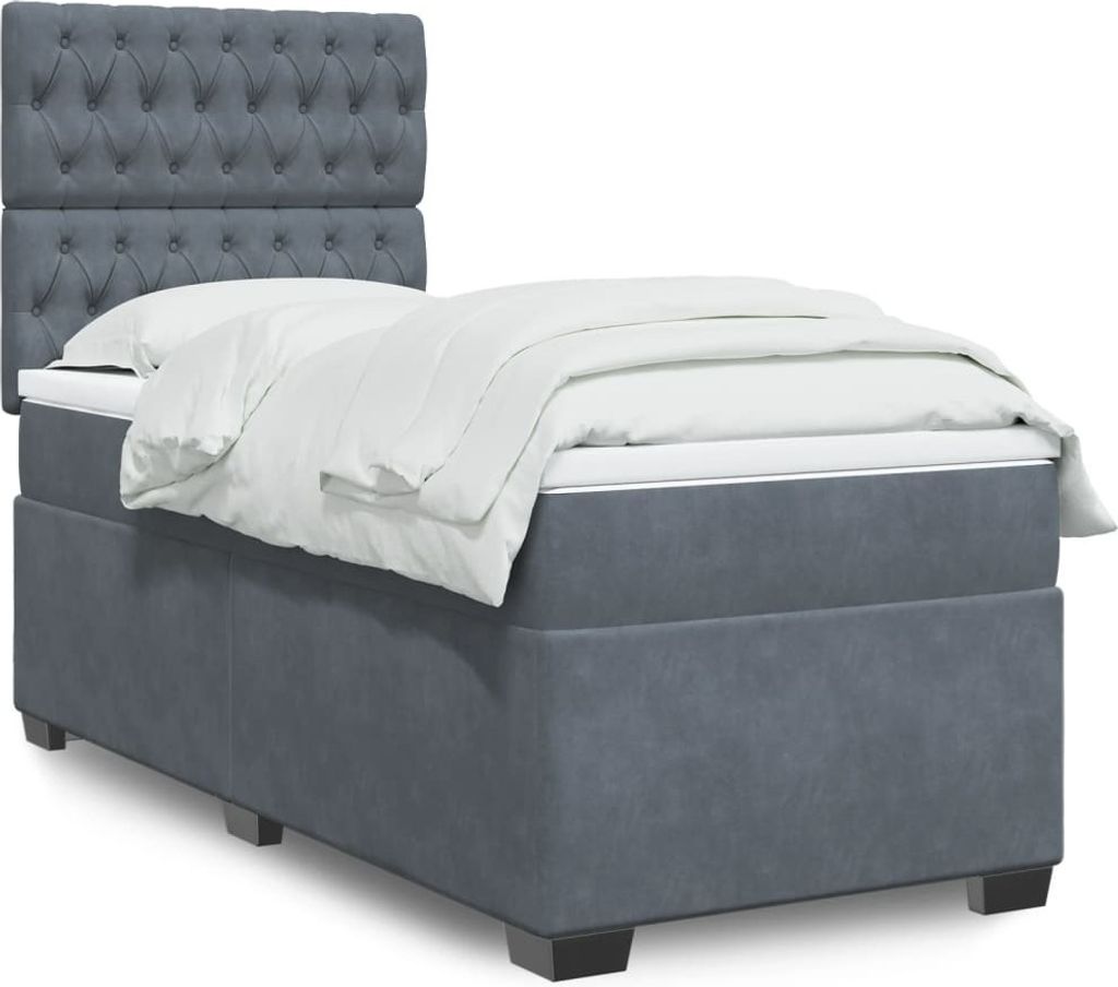 Maison Exclusive - Boxspringbett mit Matratze Dunkelgrau 100x200 cm Samt