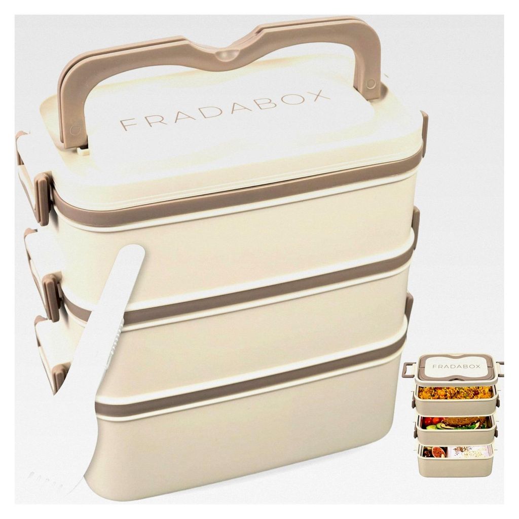 Bento Lunchbox „Robin“ 2700ml, 3 Etagen mit Besteck und Fächern, Edelstahl Dose, BPA-freie Brotdose groß, Meal Prep Bento Box für Erwachsene...