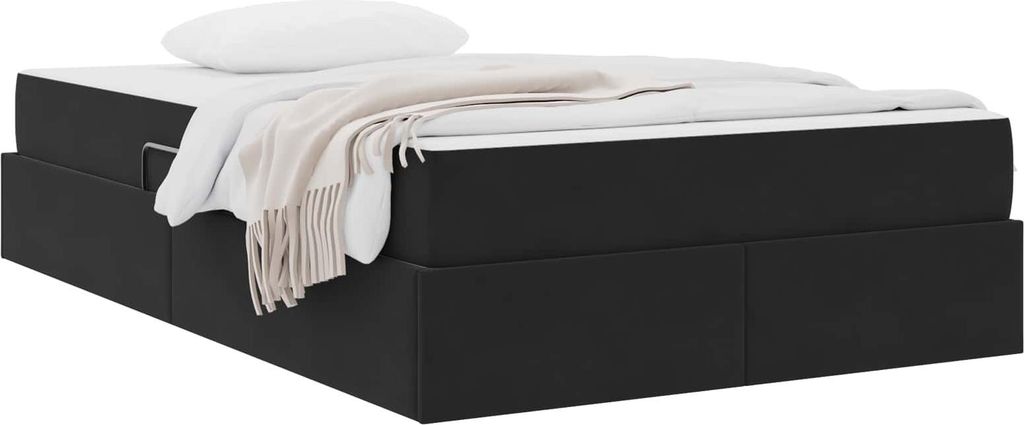 Cloris Designermöbel Aufbewahrungsbett mit Matratze Schwarz 120 x 190cm Samt - 2026Neu915387 - Klassische BettenJugendbett Tagesbett