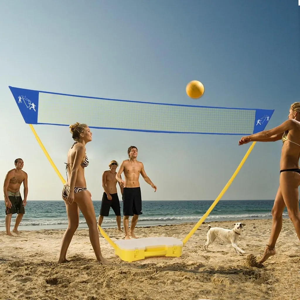 Filet de sport portable réglable pour badminton et volley-ball 3 x 1,5m