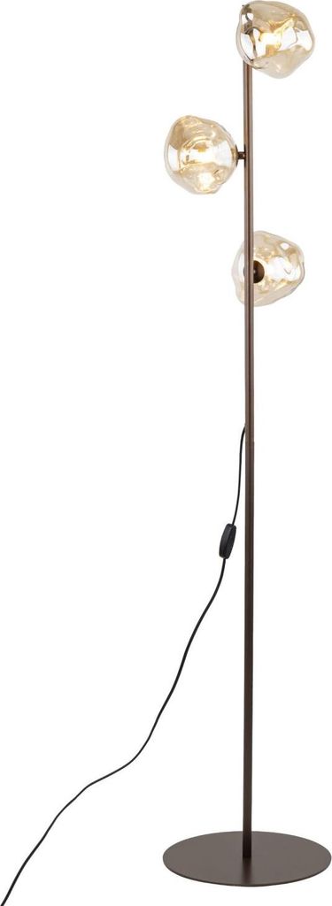 Stehlampe Metall Rauchglas G9 151 cm hoch Braun Cognac 3-flammig Modern