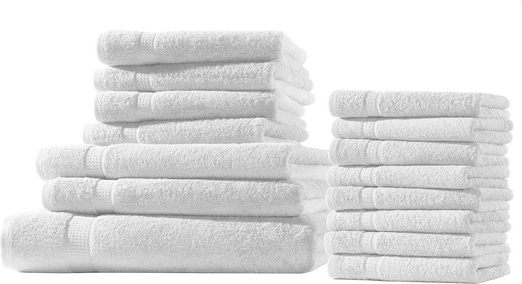 XXL-Set 15tlg Frotteetücher Elegance 100% Baumwolle 500 gsm Gästetücher Handtücher Duschtücher Badetücher weiß