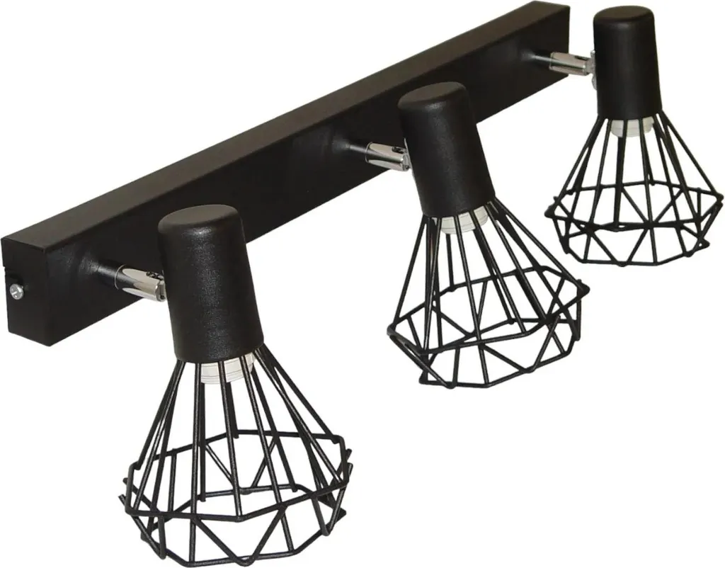 Luminaire Mural Design Noir à 3 Lampes Style Industriel Mini Szach