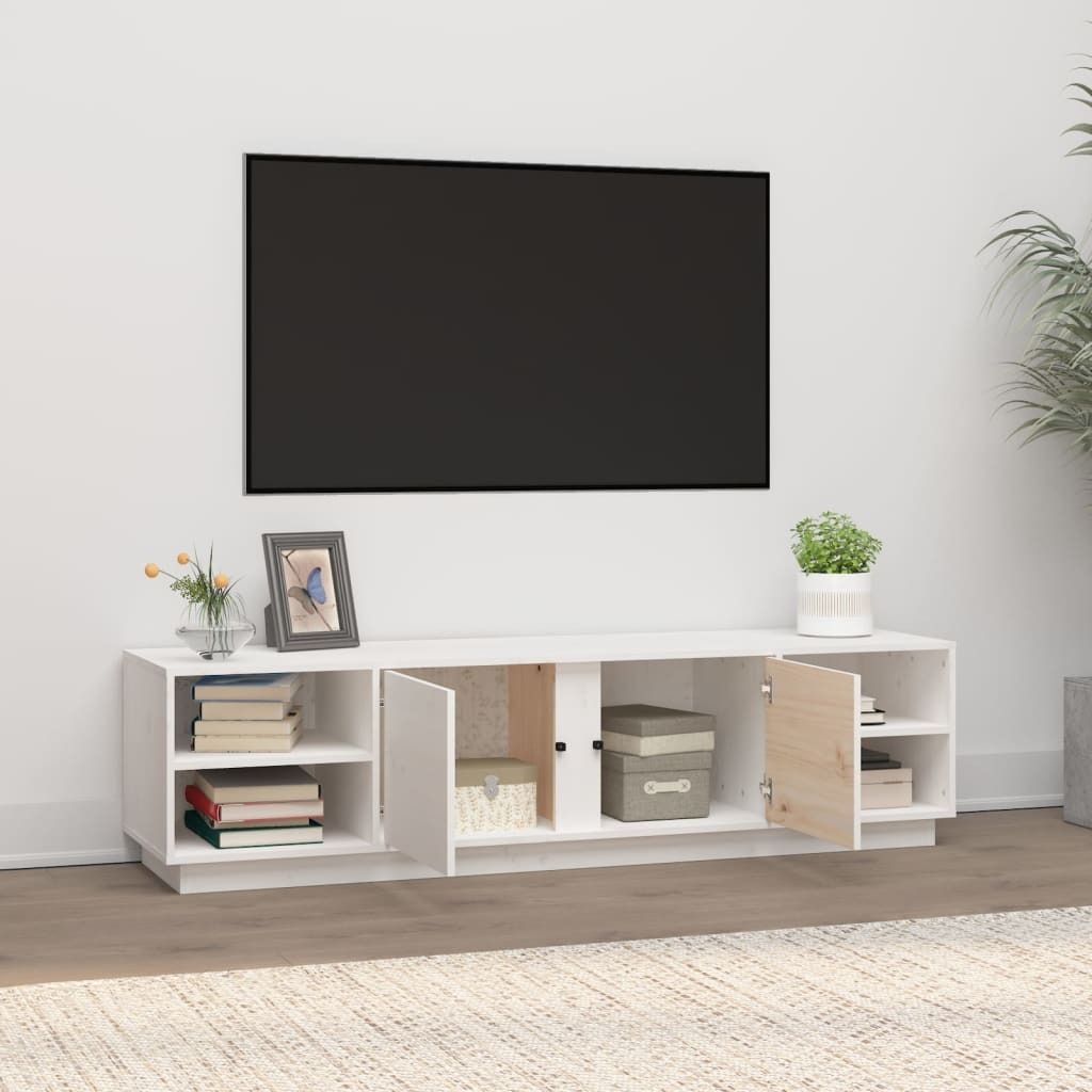 "2026 Aktion"TV-Schrank Industriestil - CLORIS - Fernsehenschrank - Weiß 156x40x40 cm Massivholz Kiefer - DEMöbel4937834