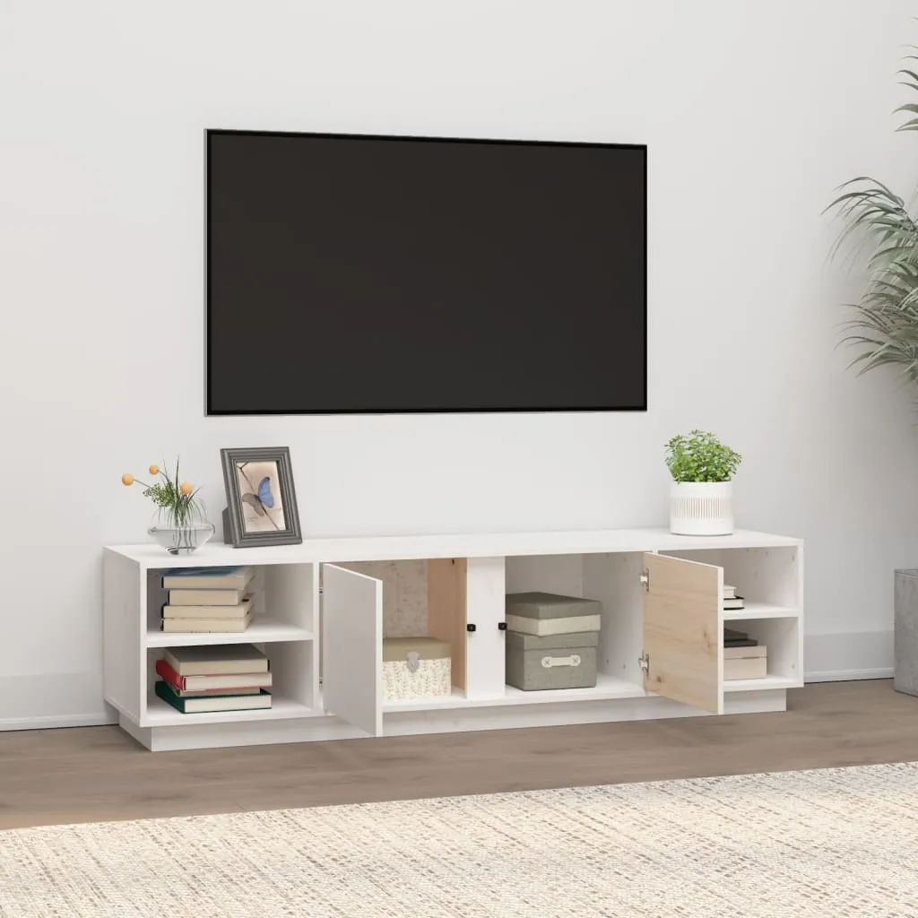 Mobile Porta TV in Legno Massiccio Bianco 156x40x40 cm per Famiglie