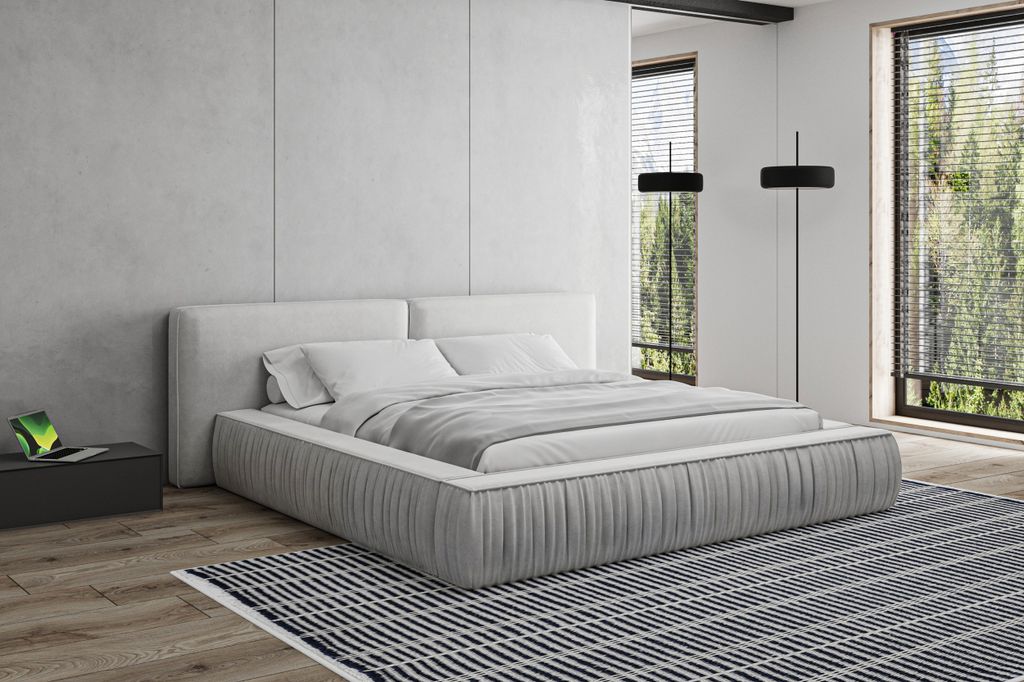Doppelbett mit Kopfteil, Bettrahmen, Polsterbett Doppelbett Stauraumbett - Eleganz und Funktionalität in einem modernen Design, Dekorative Stoffs...