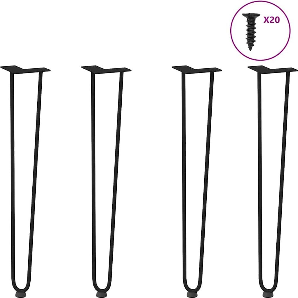 Haarnadelbeine für Konsolentische 4 Stk. Schwarz 72 cm Massivstahl