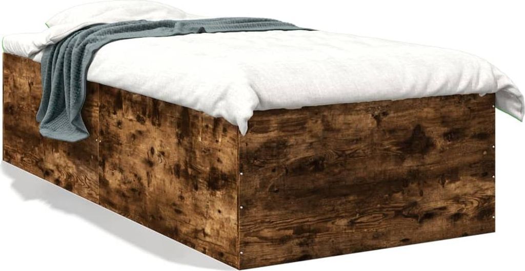 vidaXL Bettgestell Räuchereiche 75x190 cm Holzwerkstoff
