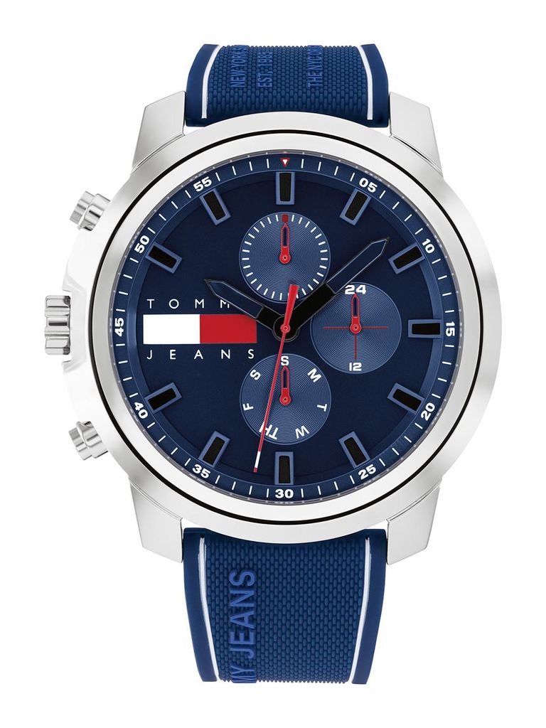 Tommy Hilfiger Herren Uhr TH1710582 Blau Silikonarmband 50mm