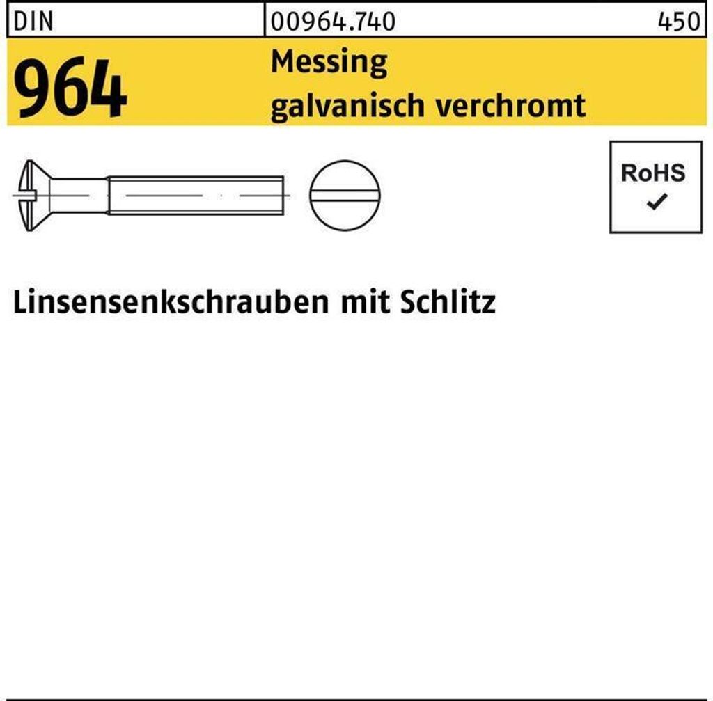 Reyher Linsen-Senkschrauben DIN 964 Messing M 3x30 Cr (200 Stück)