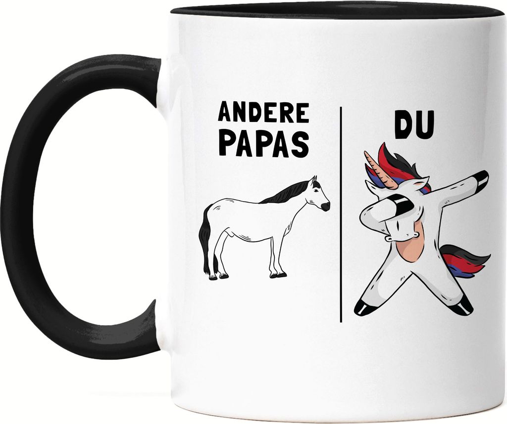 Andere Papas Du Tasse Schwarz bester Vater Papa Einhorn Lustig Geburtstag Vatertag Sohn Tochter Geschenk