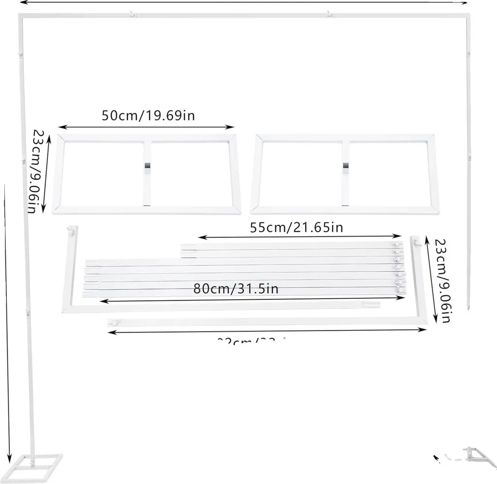 Support de fond de scène XL blanc en métal renforcé pour rideau et décor