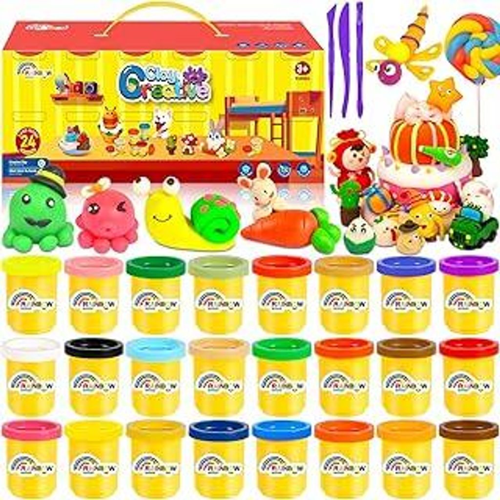 Knete Set für Kinder, 23er Pack für Fantasievolles und Kreatives Spielen, Teig Spielzeug Geschenk für Jungen Mädchen, Multicolor