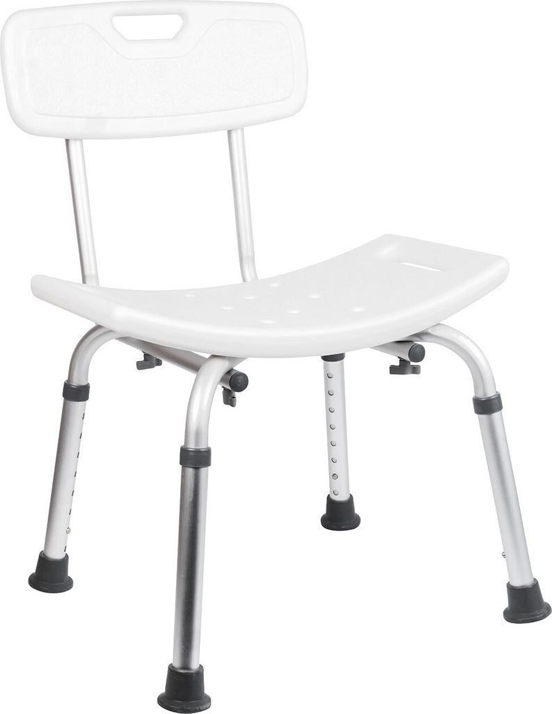 Duschstuhl mit Rückenlehne Weiss max. 150 kg Produktbild 