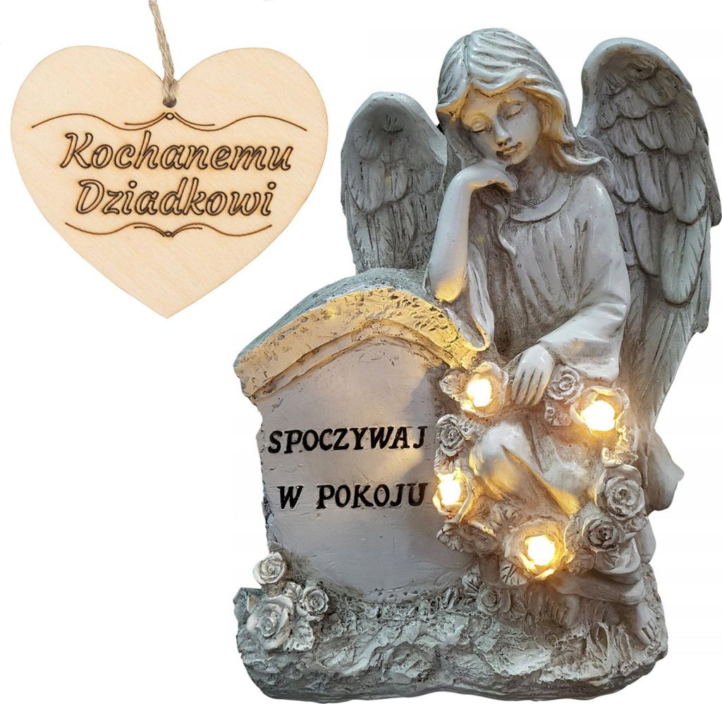 Schutzengel Kerze mit der Aufschrift Ruhe in Frieden für Opas Grab 21,5 cm