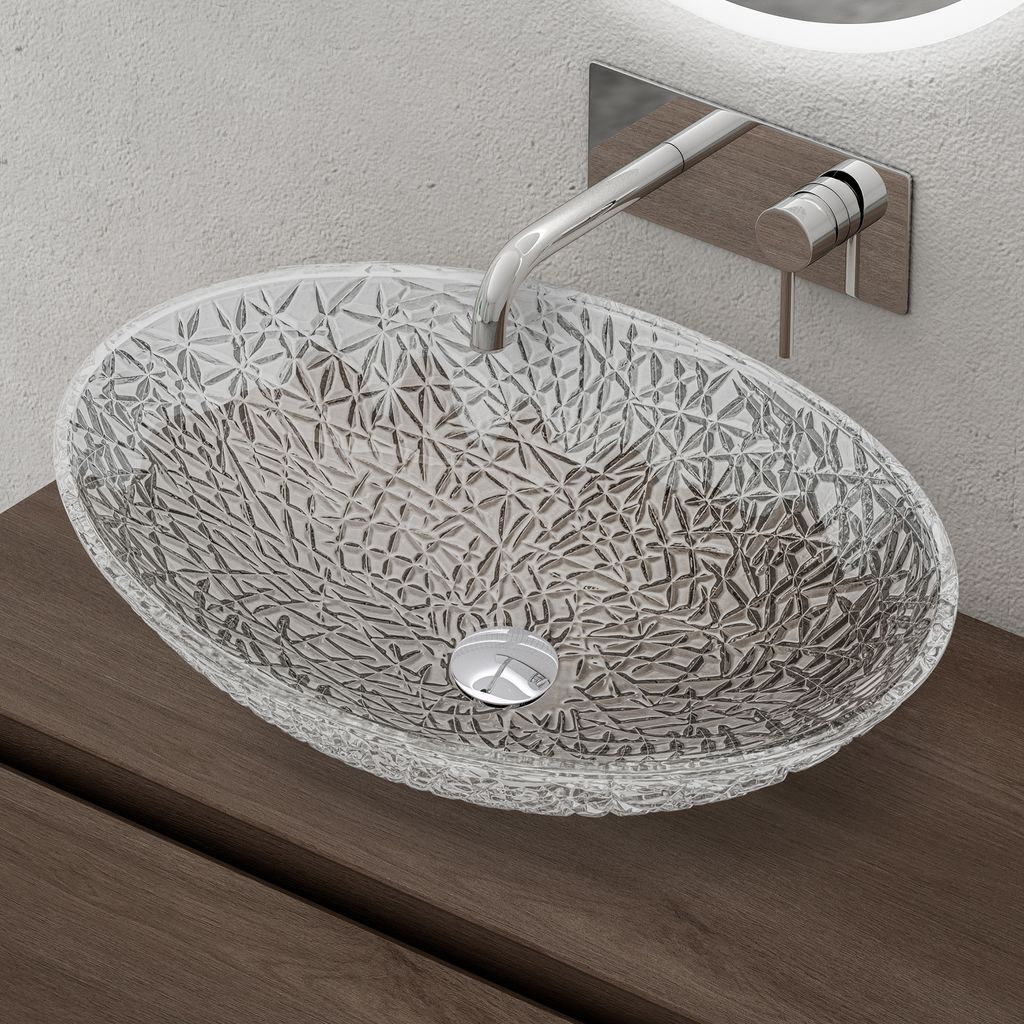 doporro waschbecken Aufsatzwaschbecken Glaswaschbecken BxTxH: 50,5x36x15,5cm in Transparent Glas Waschplatz Handwaschbecken Waschtisch Minerva05