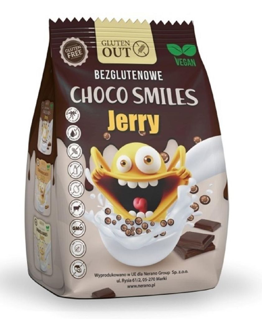 CHRUPKI ZBOŻOWE KAKAOWE SMILES BEZGLUTENOWE 375 g - JERRY GLUTEN OUT