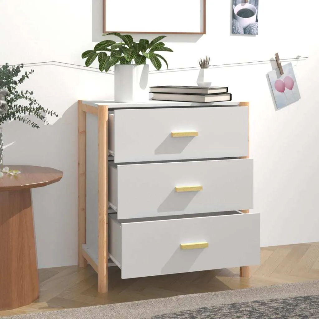 The Living Store Credenza bianca 62x38x70 cm Materiale a base di legno