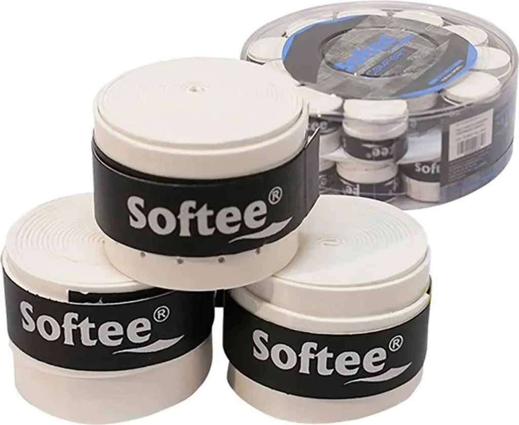 Lot de 30 Surgrips de Tennis Softee Confort Perforés Coloris Blanc