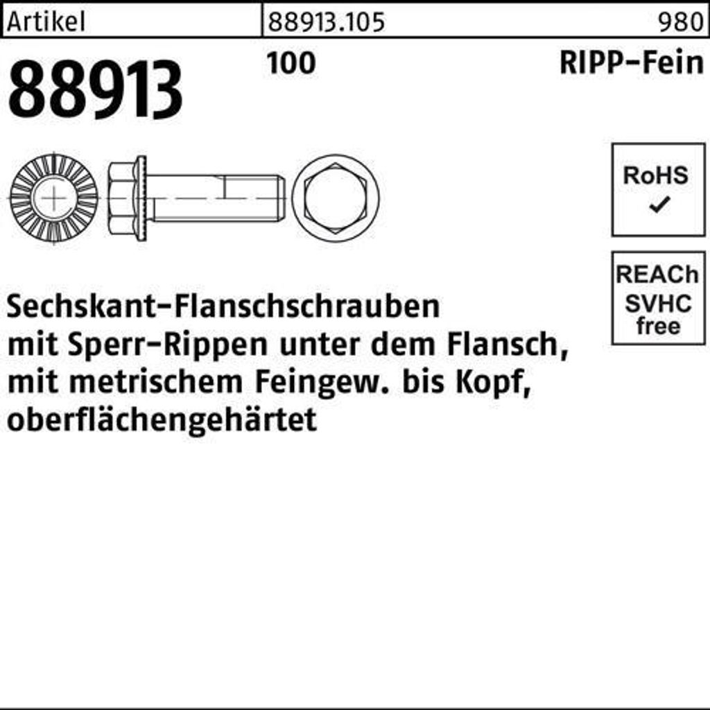 Reyher 6kt.-Flanschschrauben Kl. 100 m. Sperr-R. M14x1,5x45 (100 Stück)