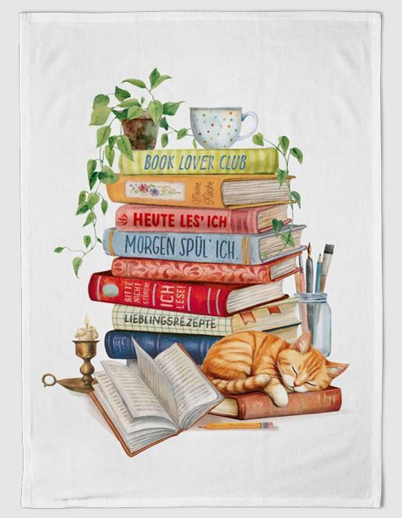 Geschirrtuch Booklover, Geschirrtücher Mitbringsel Geschenkidee, Bücherliebe, Buch, lesen