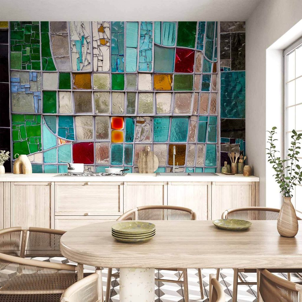 Vlies Fototapete - Sapphire Stained Glass 450x315 cm Muster f-B-0088-a-b