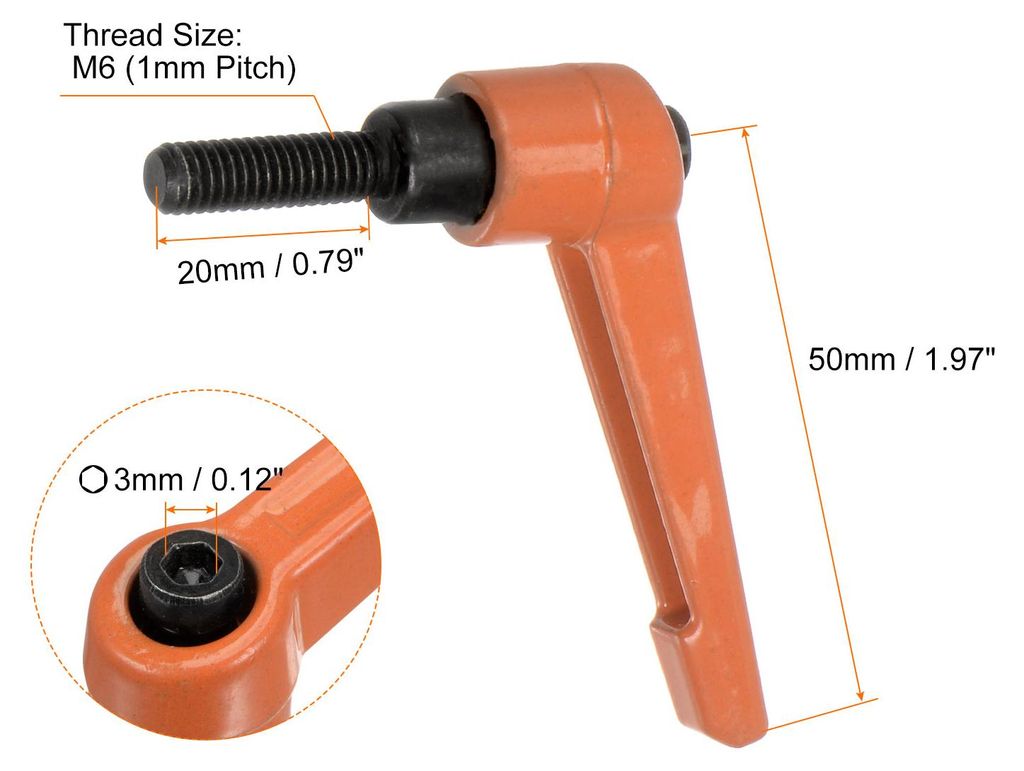 4 Stš¹ck Klemmhebel Griff M6 x 20mm Au?engewinde Schrauben Spritzbeschichter Kohlenstoffstahl Verstellbare Handgriffe Spannhebel Befestigung fš...