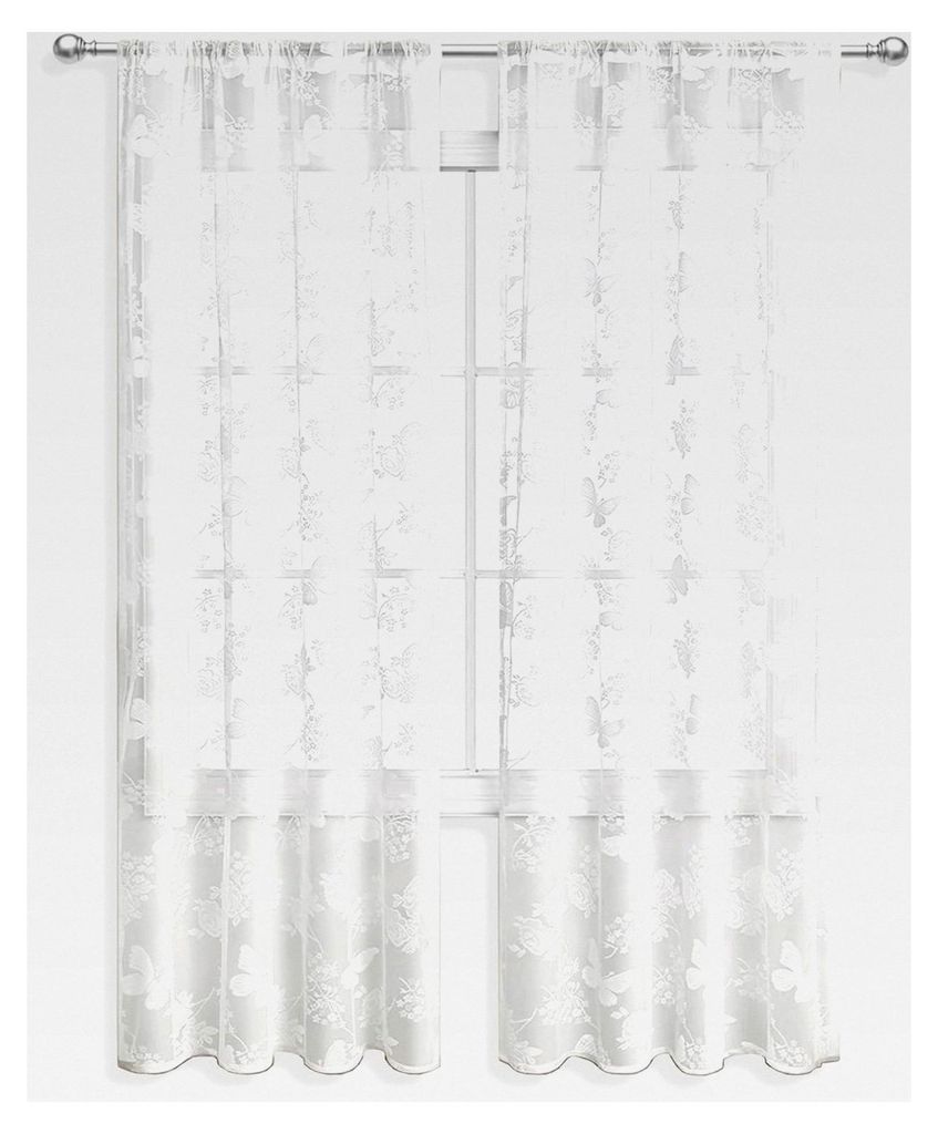 2er Set Halbtransparente Scheibengardinen Weiß für Schlafzimmer und Wohnzimmer (100*130cm)