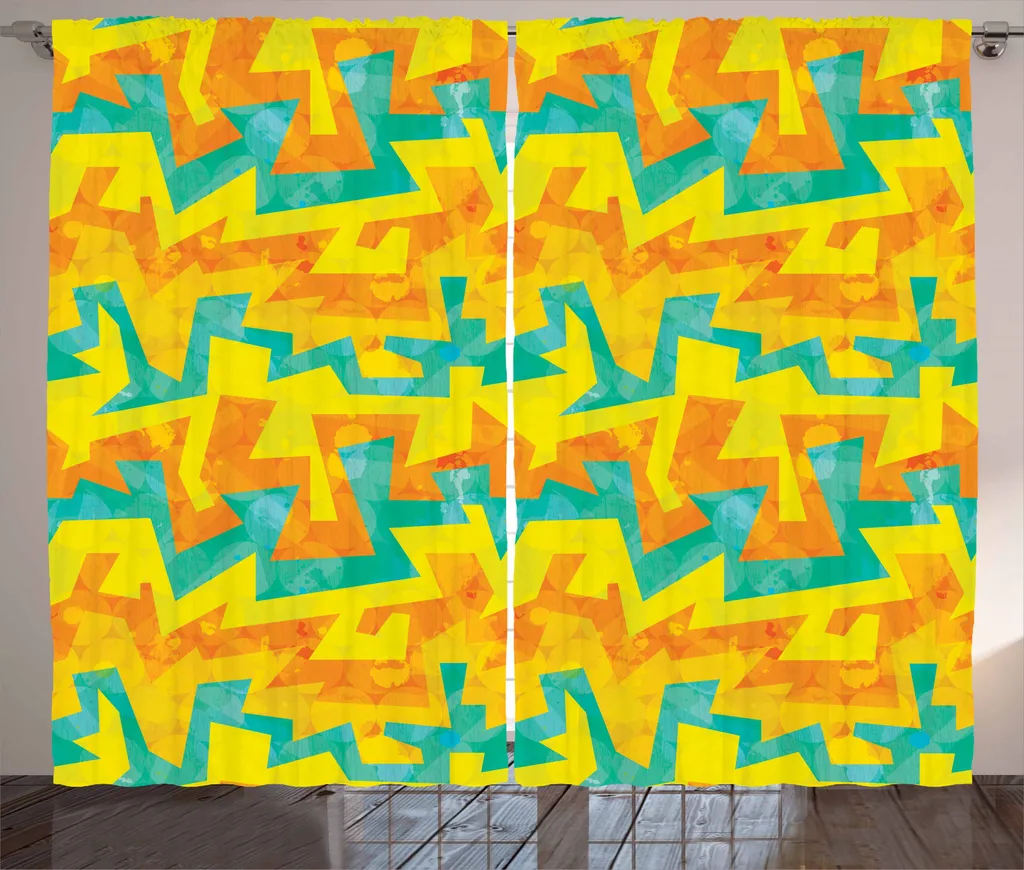 Tenda Camera da Letto ABAKUHAUS Graffiti Turchese Arancione 280x245