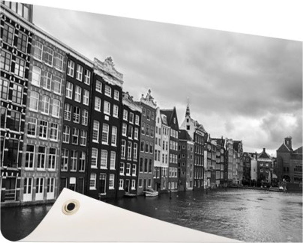 Gartenposter - 120x80 cm - Amsterdam Kanäle Schwarz-Weiß Fotodruck - Modernes Wandbilder
