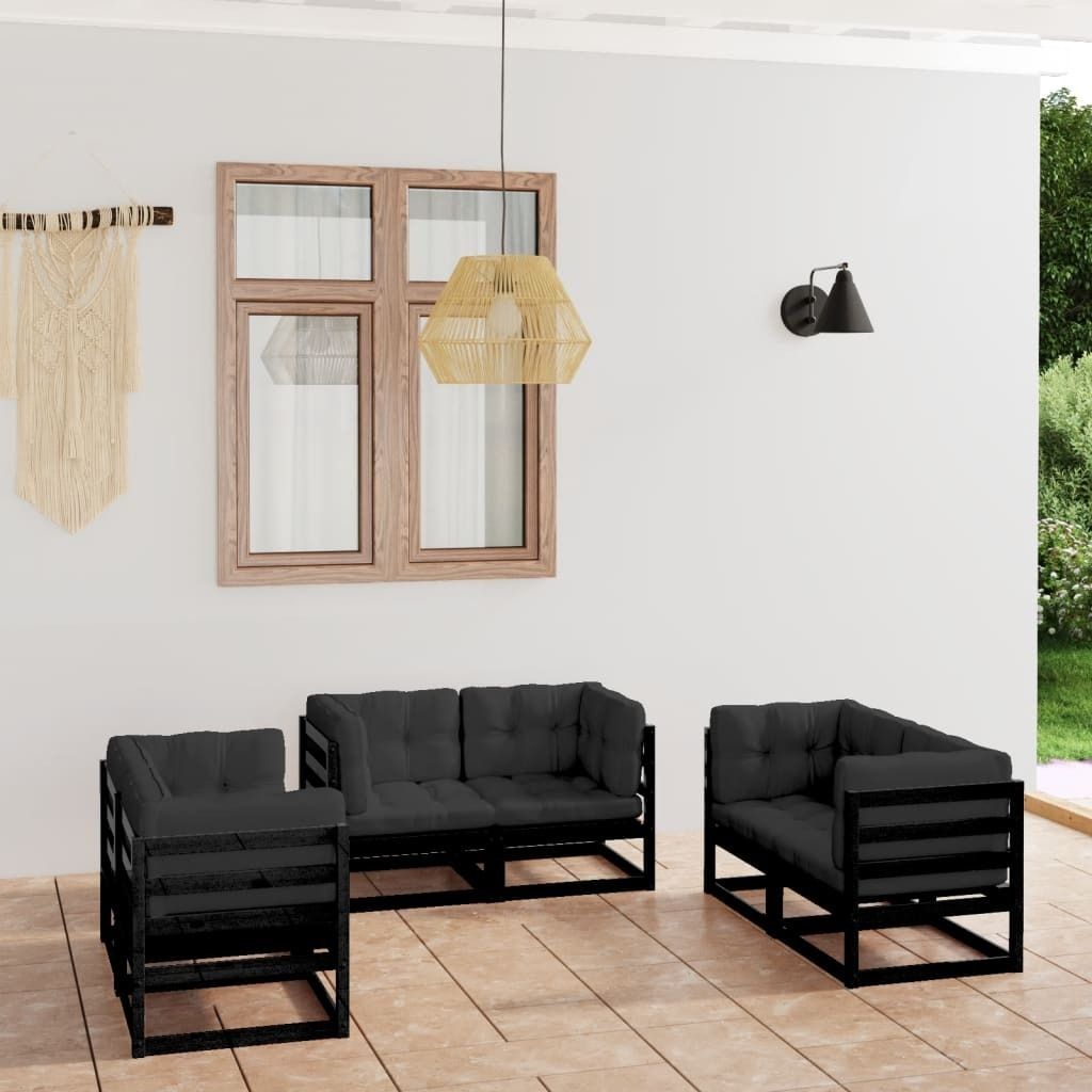 Maison Exclusive - 6-tlg. Garten-Lounge-Set mit Kissen Kiefer Massivholz