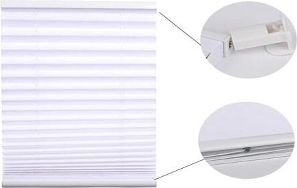 Plissee Indoor 20 mm - 130 - Weiß - 75 Wohnzimmer Rollo Faltrollo Klemmträger Blickdicht ohne Bohren Montage Easyfix Sonnenschutz Sichtschutz Pli...