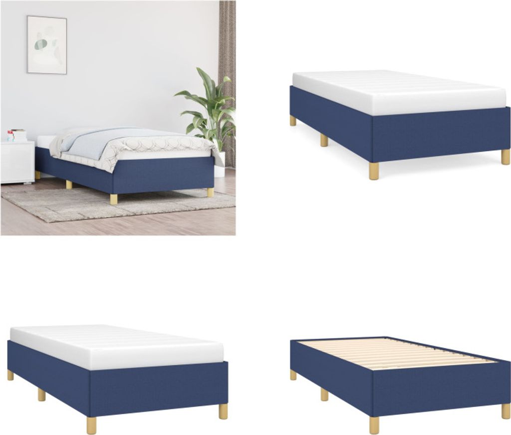 vidaXL Bettgestell Blau 90x190 cm Stoff - Bettgestell - Bettgestelle - Bettrahmen - Bett