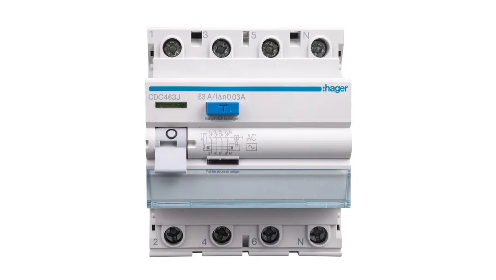 Interrupteur Différentiel RCD 4P 63A 0,03A Type AC Hager CDC463J