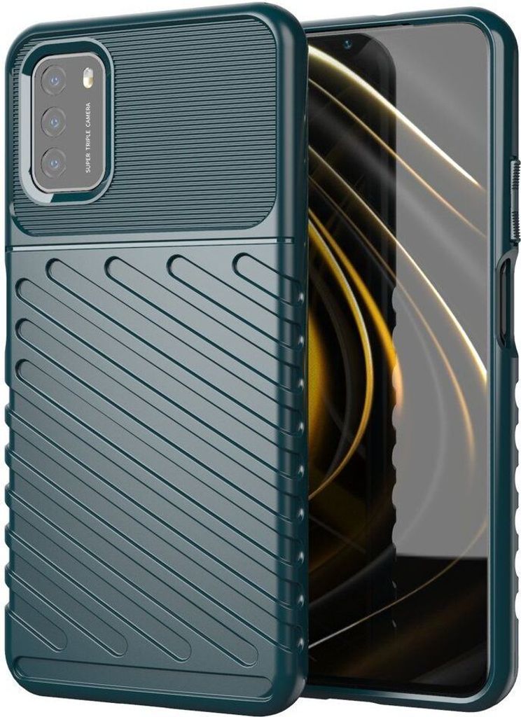 Thunder Fall Flexible Gepanzerte Fall Abdeckung Xiaomi Poco M3 / Xiaomi Redmi 9T Grün