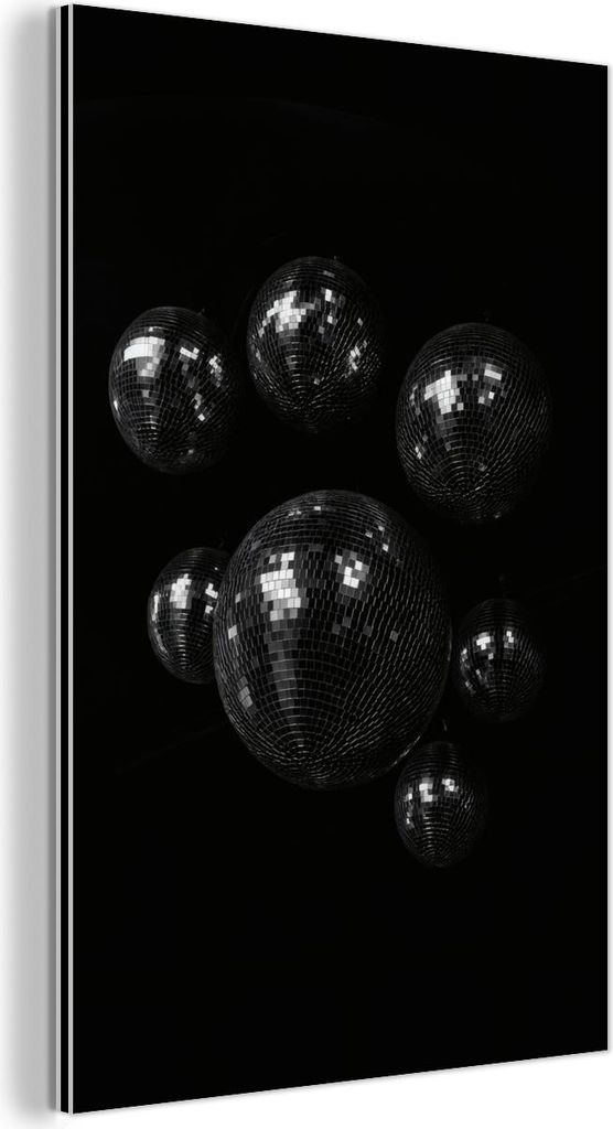 MuchoWow Wanddekoration Metall Metallbild Wandkunst 100x150 cm Disco-Kugeln - Minimalistisch - Schwarz MuchoWow Aluminium Gemälde - Bild