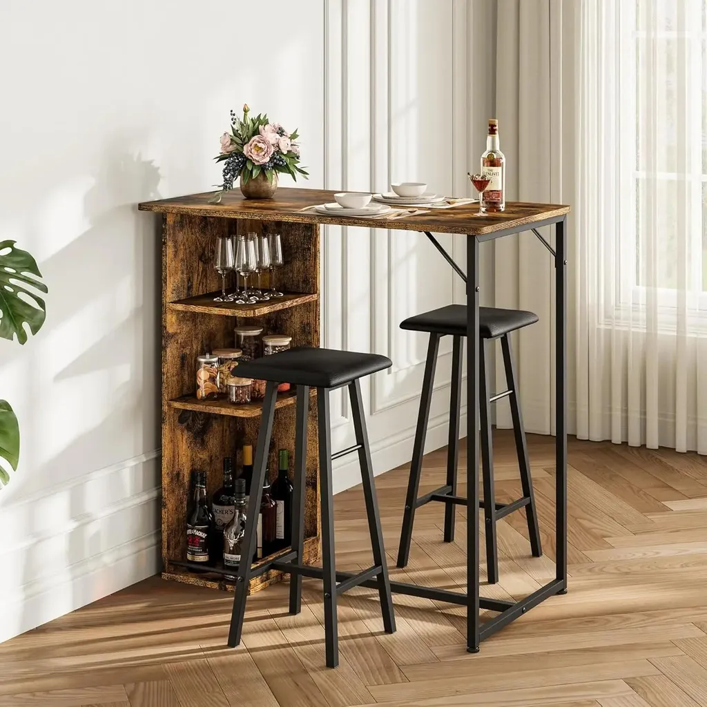 Petit ensemble salle à manger 3 pièces - Table de bar gain de place