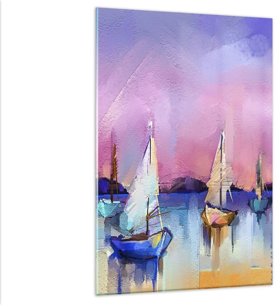 Bilder auf glas - Einteilig - Segelboot See - 80x120cm - Glasbilder - Wandbilder - Bilder - zum Aufhängen bereit - Wanddekoration aus Glas - Glas ...