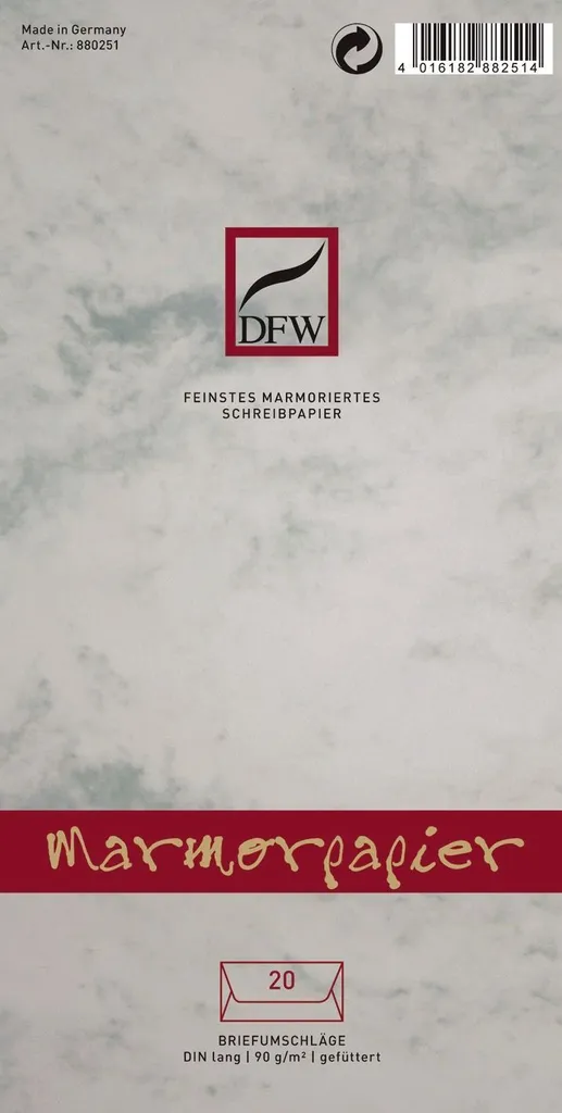 Enveloppe DFW 880251 DIN Long doublée papier marbré gris 90g - 20 pièces