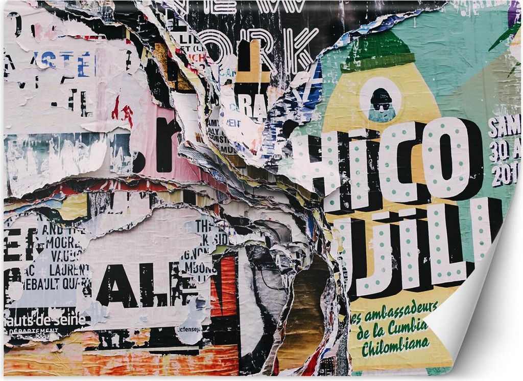 Vlies fototapete Wand Grunge alte zerrissene Poster 250x175 cm Feeby Bunt inkl. Kleber einfache Montage