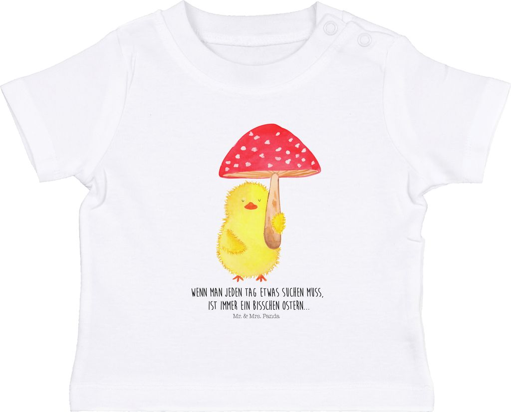 Mr. & Mrs. Panda Babyshirt Küken Fliegenpilz 0. - 6. Monat - Weiß - Geschenk, T-Shirt, Glückspilz, Baby Jerseyshirt, Ostern, Oberteil, Frohe, Kl...