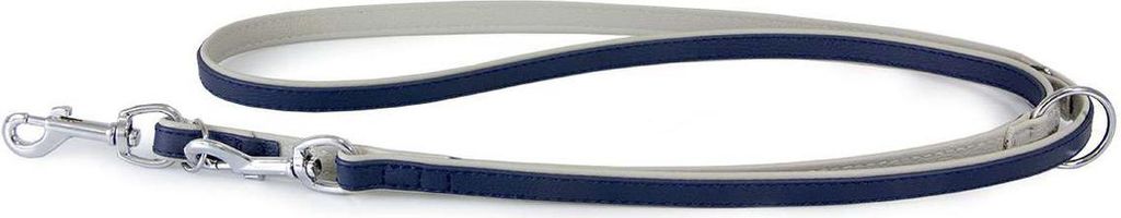 Das Lederband Hunde Führleine Amsterdam Navy/Grey, Maße: 200 cm / 14 mm