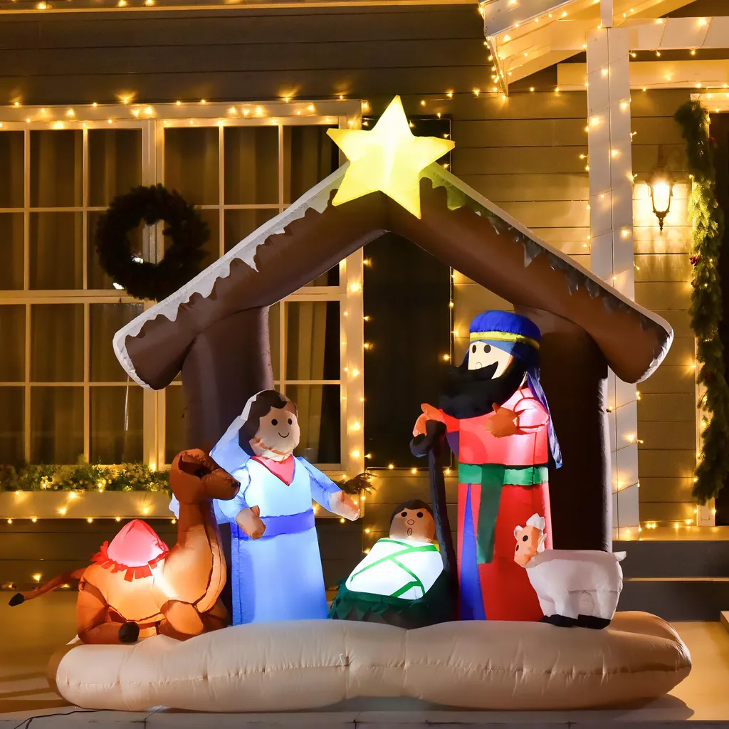 Structure Noël gonflable LED multicolore auto-gonflante pour jardin