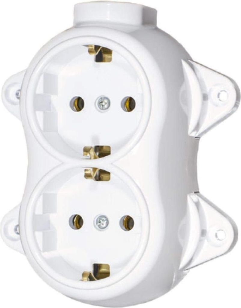 Aufputz Vintage Steckdose Lichtschalter Rund Retro Schalter Wechselschalter Serienschalter (2-fach Weiss)