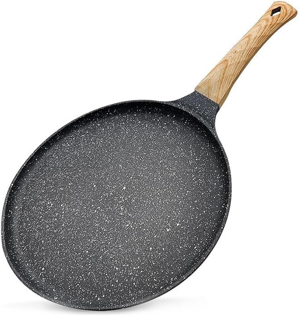 Tortillapfanne aus Granit, antihaftbeschichtet, für Pfannkuchen und Knödel, hochtemperaturbeständig, flache Pfanne mit Griff